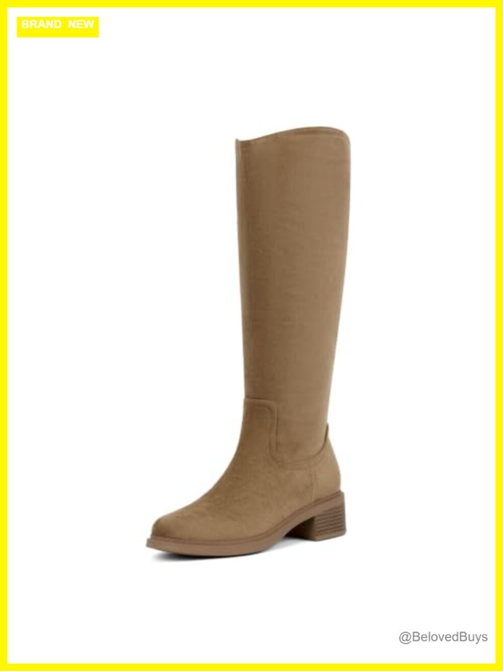 Dreamsolo Women's Knee High Boots Faux Suede Side Zipper Block Heel Tall Boots